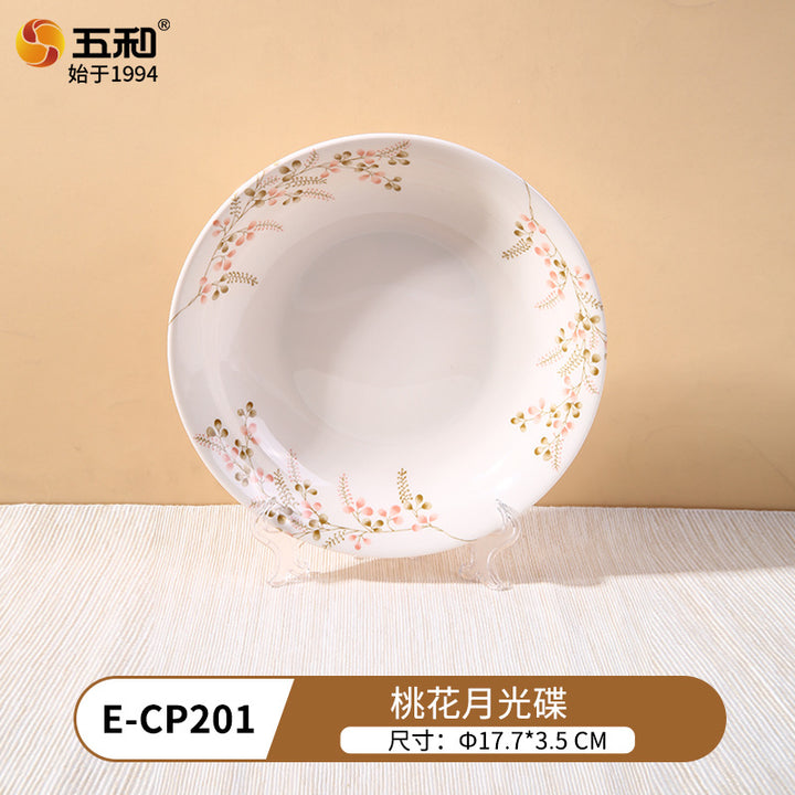 跨境热销食品级密胺餐具桃花家用新年餐具餐厅餐具易洗碗碟盘批发
