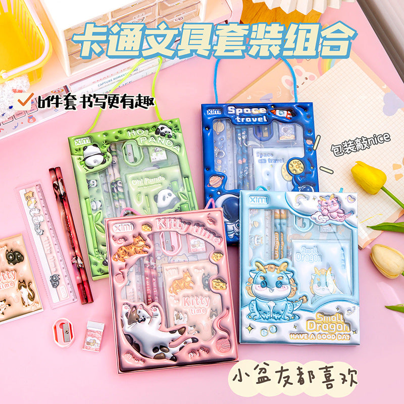 Kids' 6-Piece Stationery Gift Set – Student School Supplies Award Gift Box