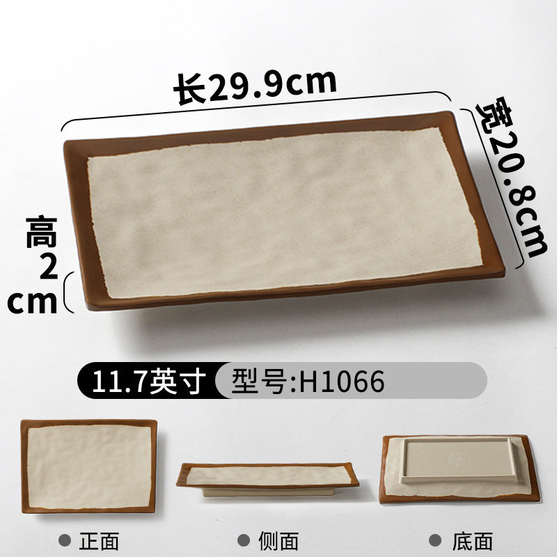 祥源美密胺创意复古餐具商用餐厅饭店火锅店盘子菜盘仿瓷塑料面碗