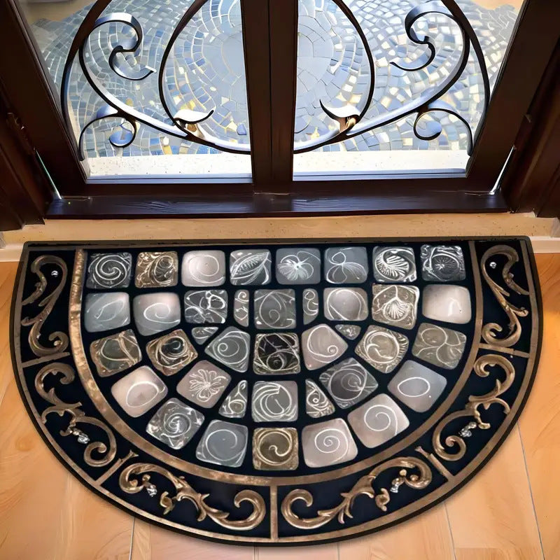 TEMU贴标代发跨境半圆地垫玄关易打理耐脏门垫家用入户吸水脚垫