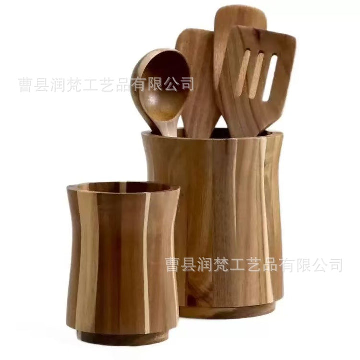 跨境相思木收纳盒家用厨房烹饪工具整理盒木质桌面餐具储物盒
