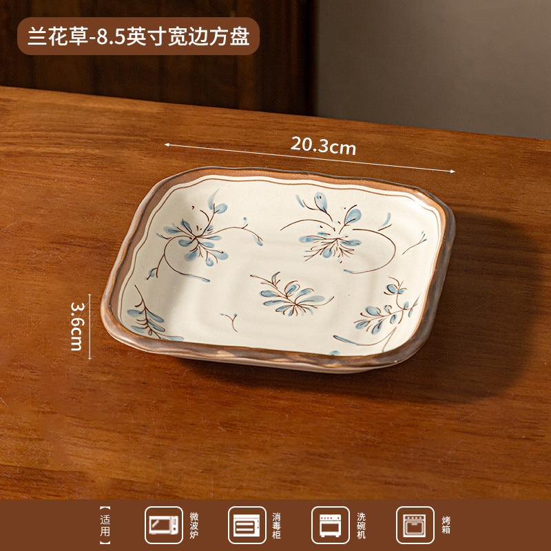 新中式陶瓷套装批发碗盘复古高颜值釉下彩米饭碗菜盘餐具礼盒装
