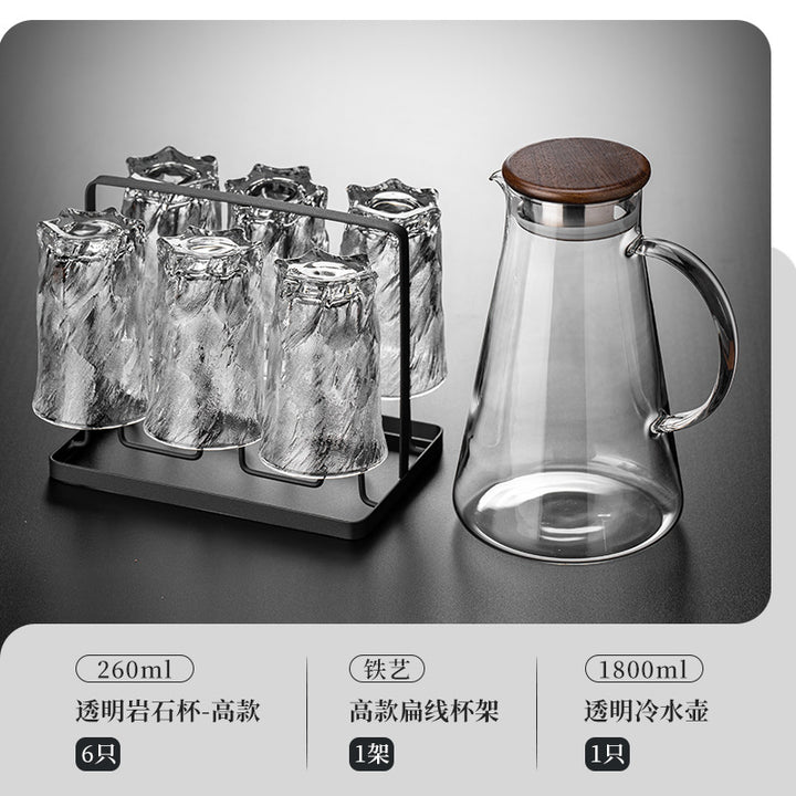 家用水杯套装复古浮雕冰川玻璃杯子水杯高级感茶水杯啤酒杯子
