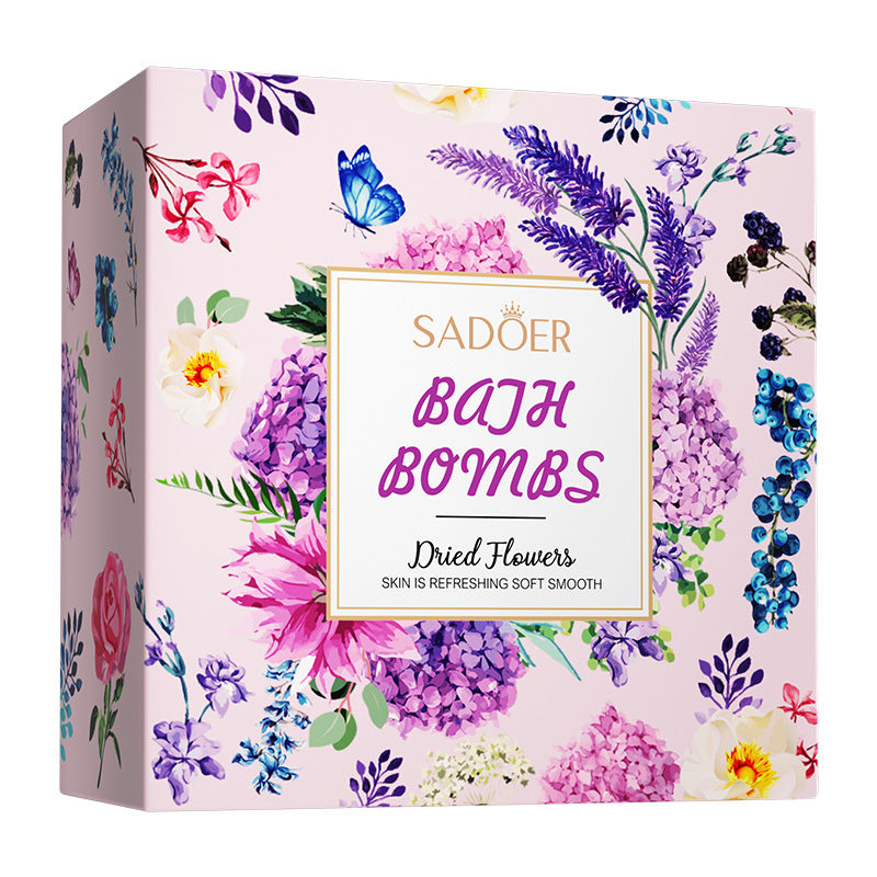 全英文SADOER浴盐球 沐浴温和亲肤干花香氛沐浴球跨境外贸批发