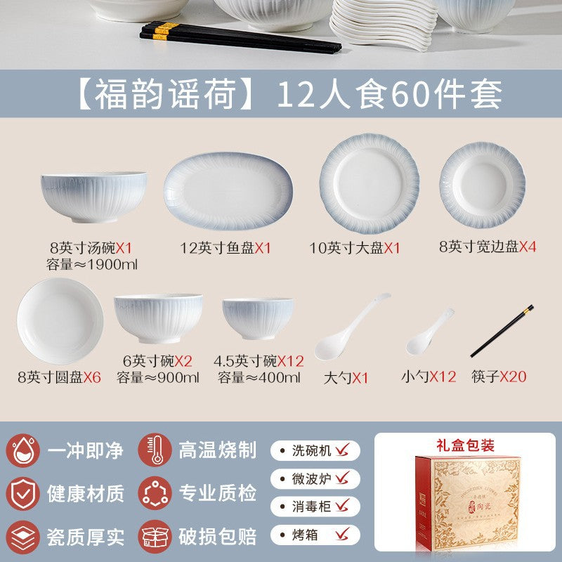 Underglaze Tableware Set Ceramic Bowl & Plate Home Bowl Chopsticks Premium Design Bowl Plate Gift Box