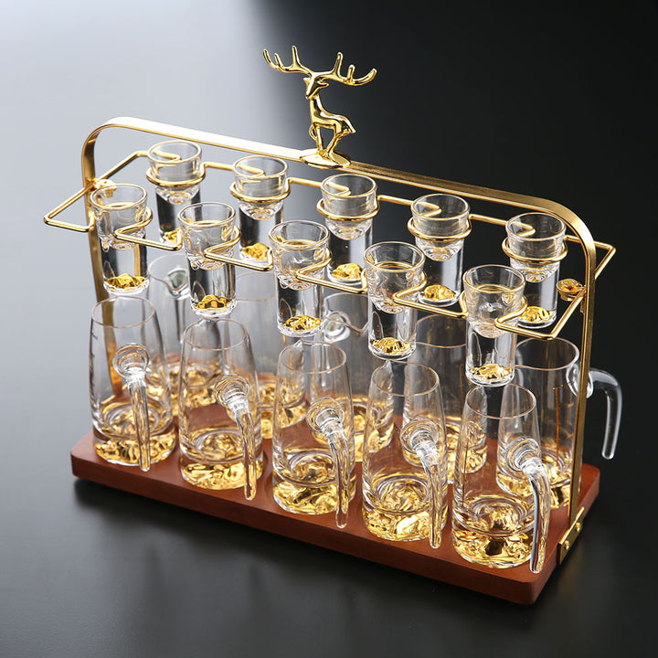 Wooden Baijiu Wine Cup Rack – Premium Home Bar Liquor Dispenser Stand