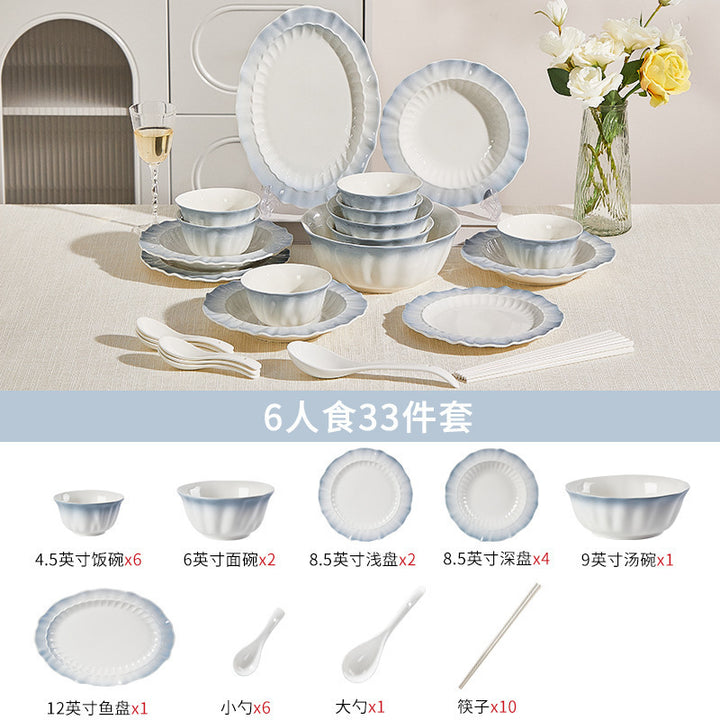 釉下彩陶瓷碗盘套装家用餐具2026新款整套乔迁新居高颜值碗筷碗具