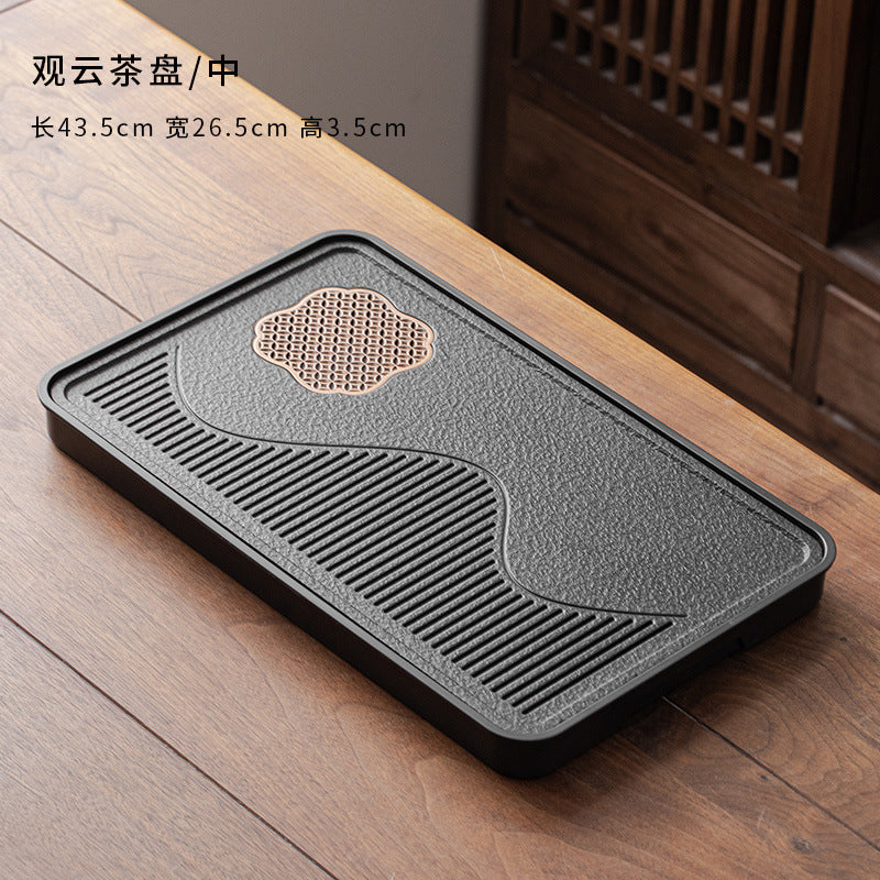A类仿乌金石方形蓄水茶盘套装防霉家用办公茶台沥水茶具排水托盘