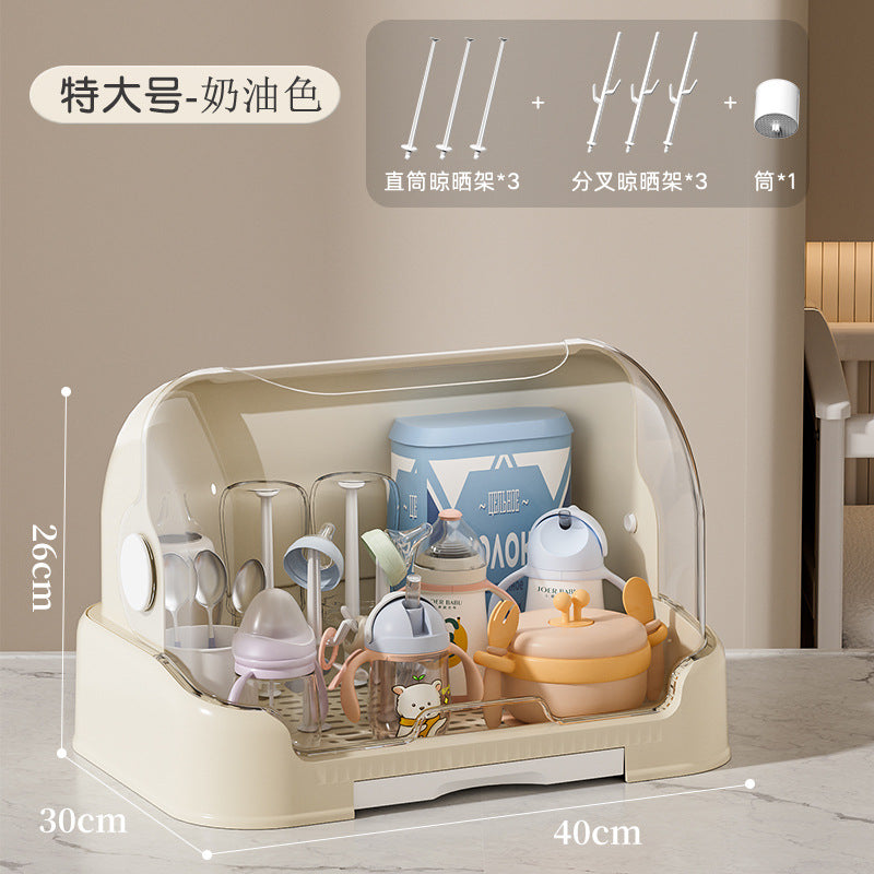 放宝宝奶瓶收纳盒装婴儿餐具碗筷辅食工具箱防尘沥水储物柜置物架