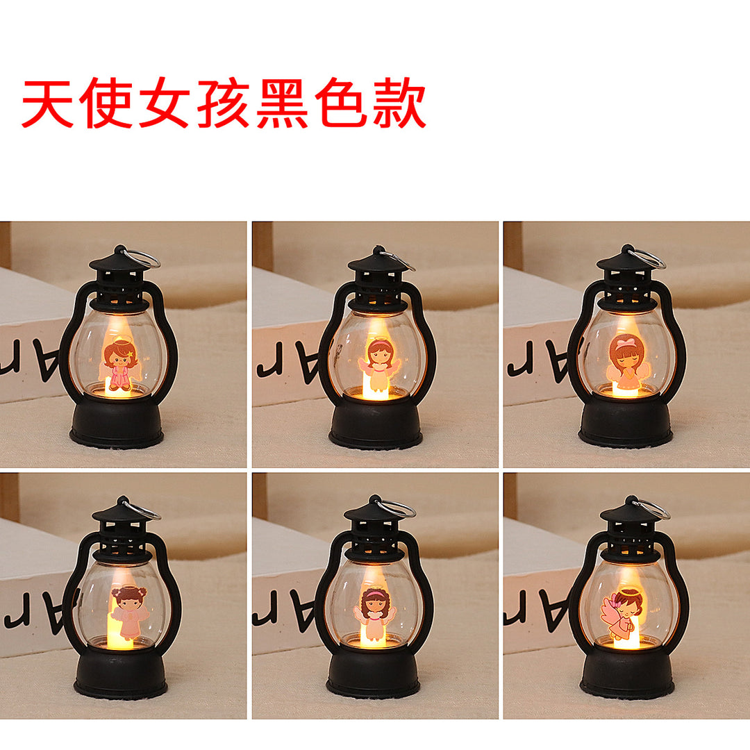 复古迷你小马灯led电子手提蜡烛灯装饰氛围道具灯生日礼物小摆件
