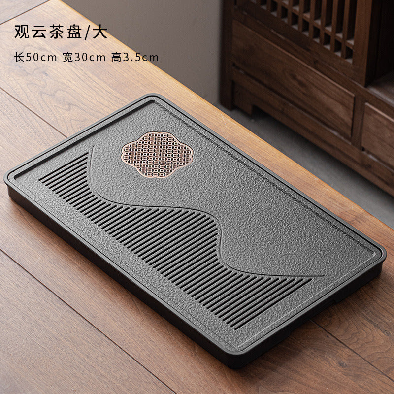 A类仿乌金石方形蓄水茶盘套装防霉家用办公茶台沥水茶具排水托盘