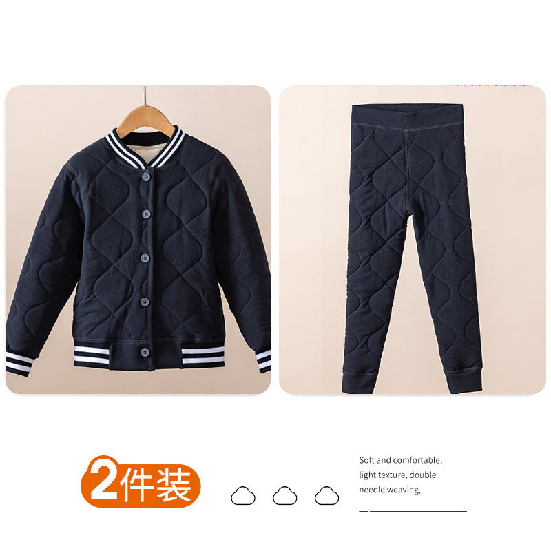 儿童保暖裤小棉袄冬季套装校服神器男女童棉服棉裤中大童冬装棉衣