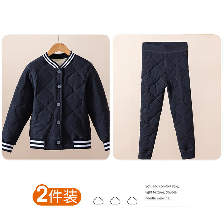 儿童保暖裤小棉袄冬季套装校服神器男女童棉服棉裤中大童冬装棉衣
