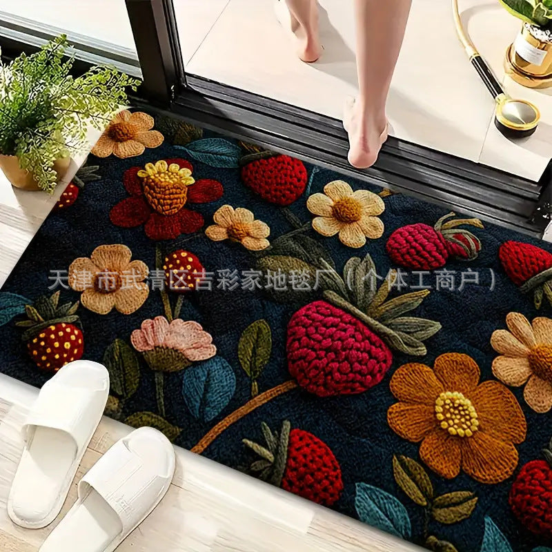 Living Room Floral Non Slip Floor Mat Entryway Entryway Stain Resistant Floor Mat