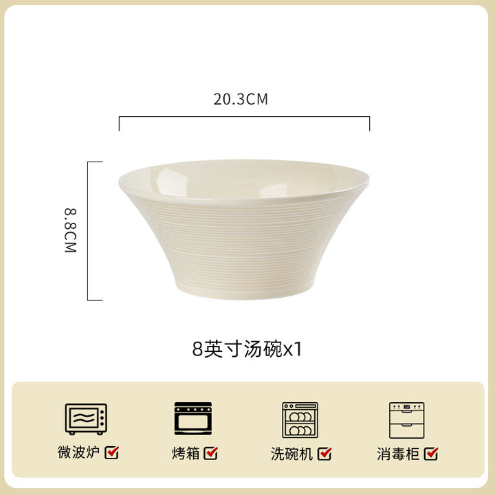 奶油风浮雕陶瓷碗碟套装家用简约新款餐具乔迁盘子碗具高级感