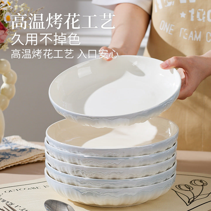 洛可可高颜值餐盘陶瓷盘子家用碗碟套装高级感高温烤花碟子菜盘