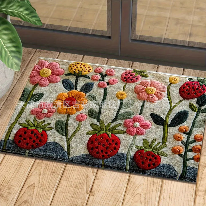 Living Room Floral Non Slip Floor Mat Entryway Entryway Stain Resistant Floor Mat