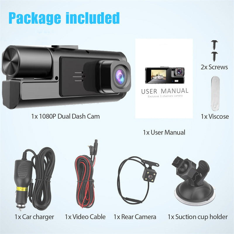 NS 70__ 3-Lens Wireless Car Dash Cam – Phone Connected No Data Required
