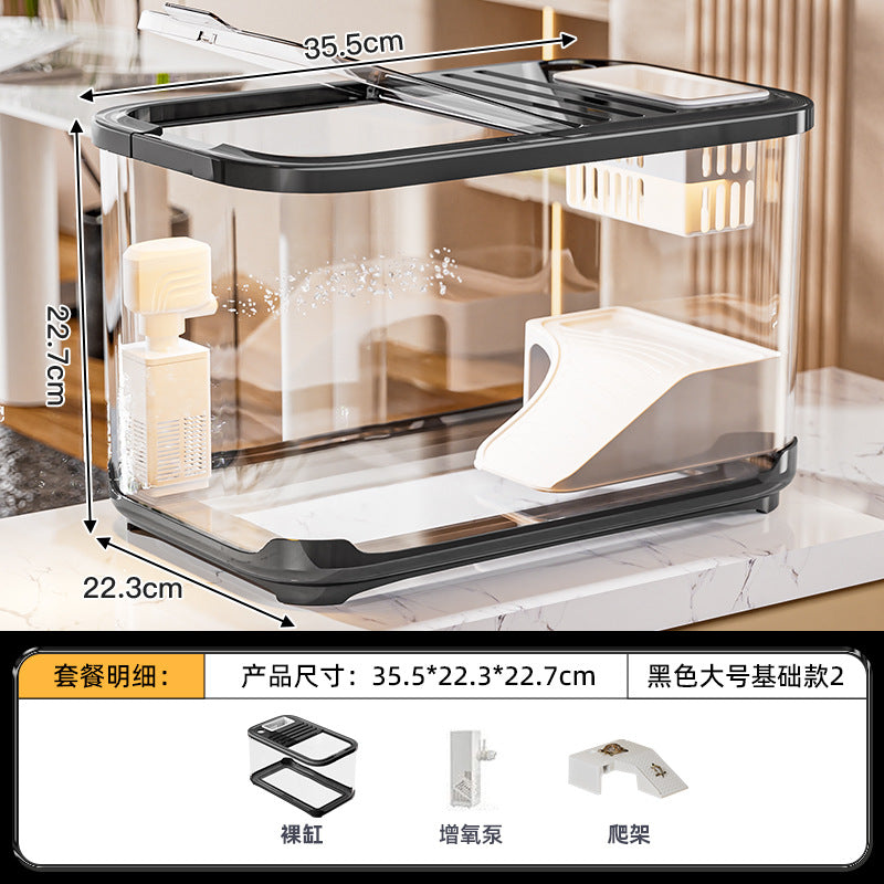 严选轻奢鱼缸家用高级带盖透明客厅造景生态缸玄关装饰塑料水族箱