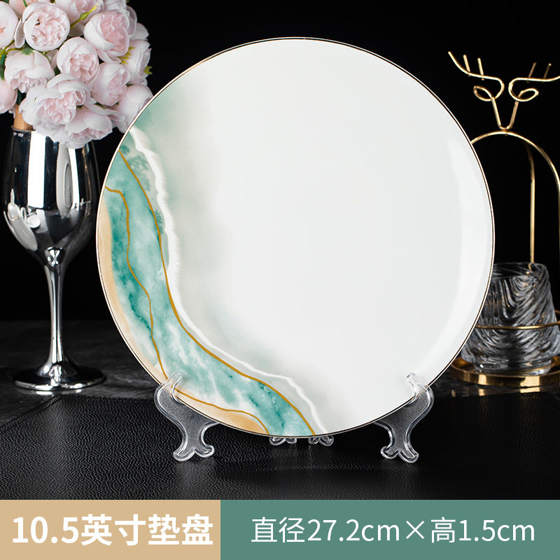高档酒店摆台骨瓷餐具套装饭店会所私房菜包厢招待金边碗碟四件套