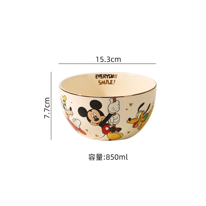 迪士尼米奇系列碗陶瓷餐具套装碗盘套装儿童饭碗卡通马克杯家用盘