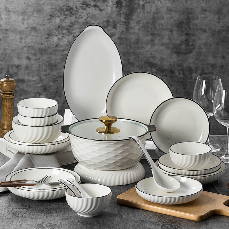 Round Ceramic Bowl & Plate Dinnerware Set – Simple High-End 2026 Tableware