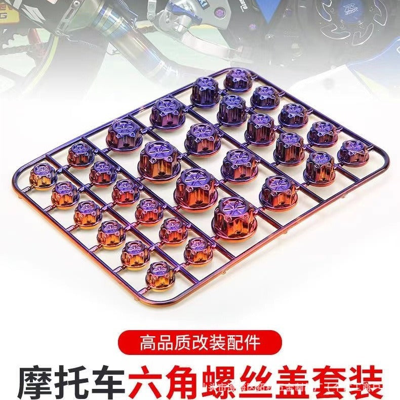 电动车摩托车六角螺丝盖帽改装配件机车电镀烧钛螺丝装饰通用螺丝