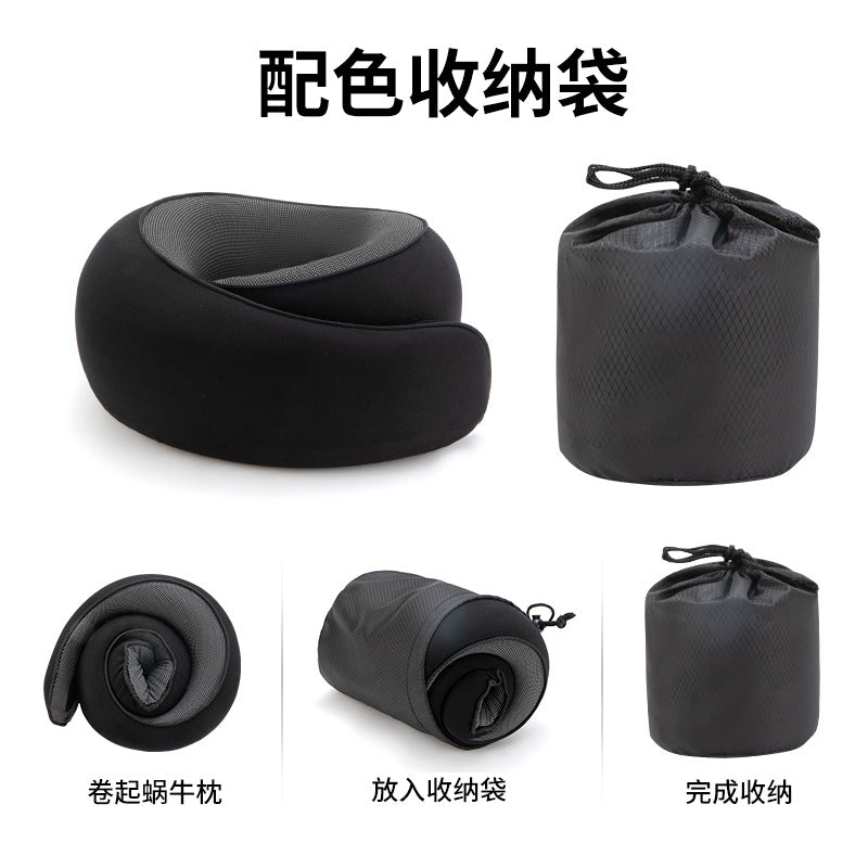 跨境外贸便携可拆洗户外飞机旅行枕收纳套装记忆棉脖子u型护颈枕
