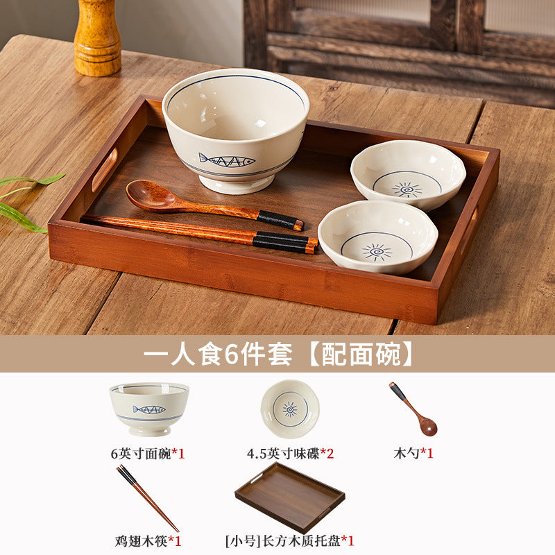 日式釉下彩陶瓷碗盘套装家用餐具一人食高颜值餐具套装乔迁送礼