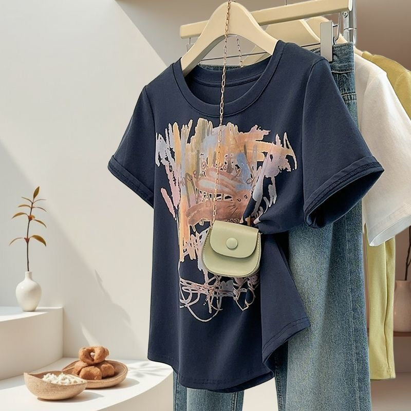Short Sleeve Women Summer New Fashion Breathable Moisture Wicking Casual Versatile Korean Style Top