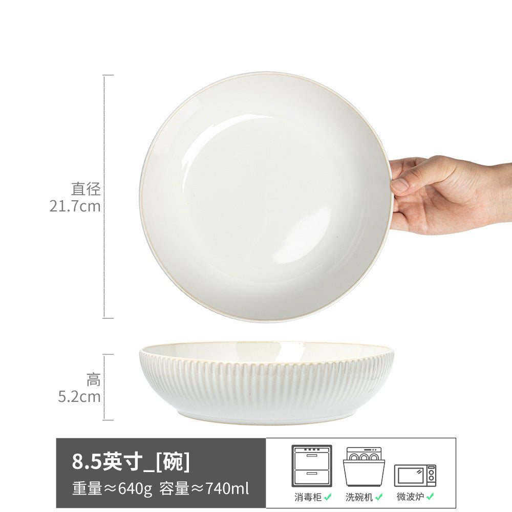 碗合集复古纯色陶瓷汤碗面碗圆形水果沙拉碗家用餐具批发复古菜碗
