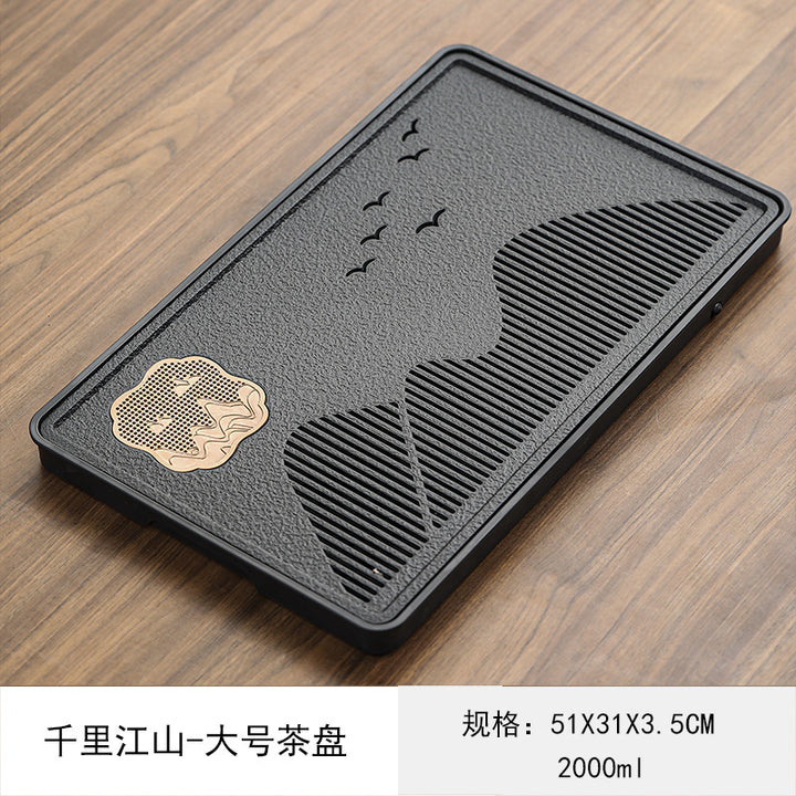 2024新款乌金磁石茶盘家用简约长方形茶具托盘功夫茶具套装干泡台