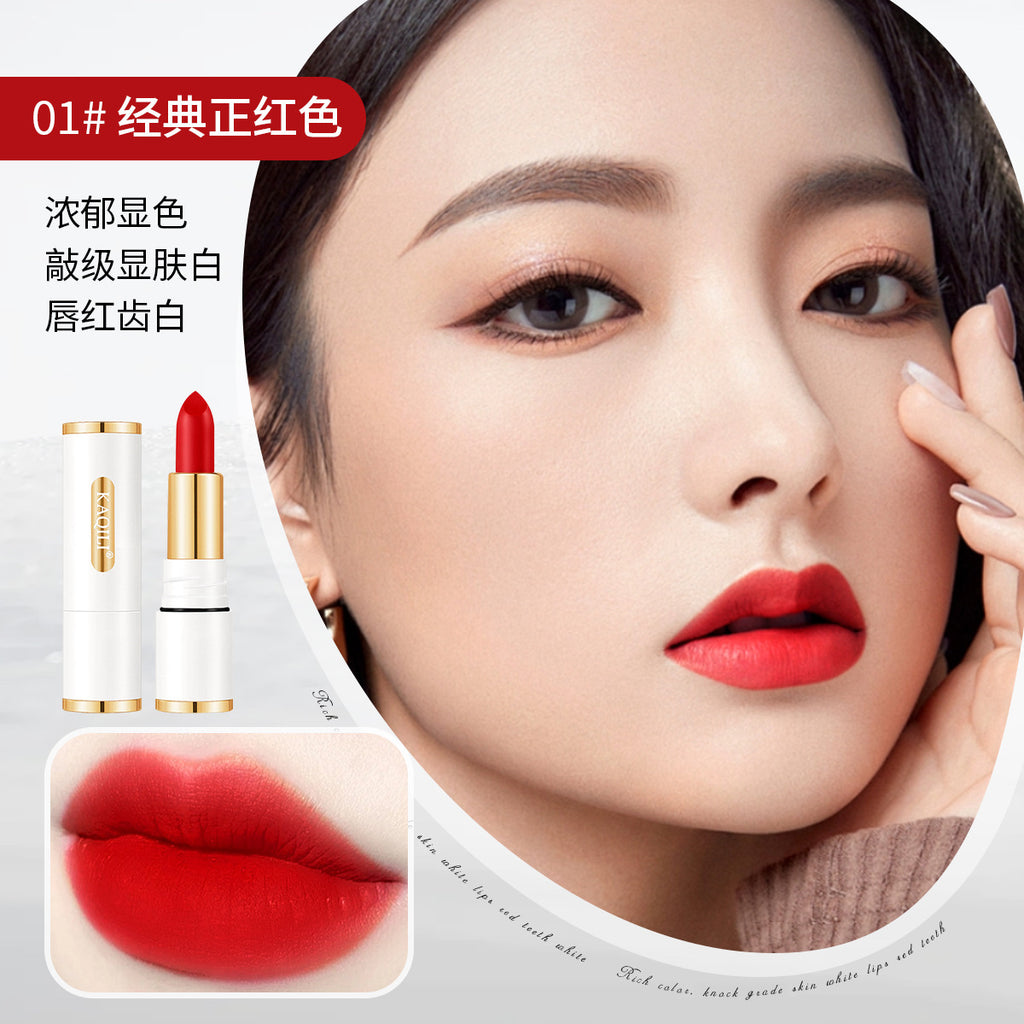 小白管丝雾不沾杯不掉色口红哑光持久防水姨妈色唇膏不沾杯口红