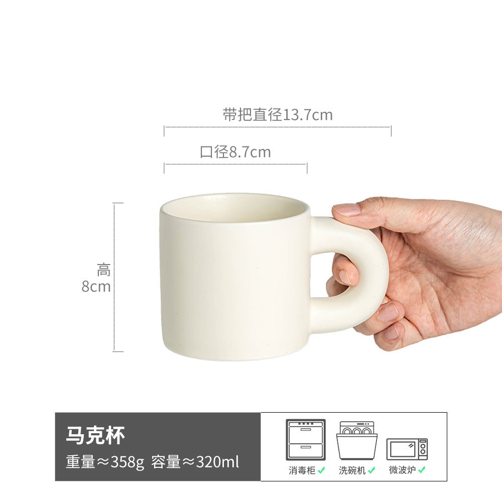 高颜值马克杯通用日式复古早餐杯咖啡水杯高档陶瓷大容量杯子批发