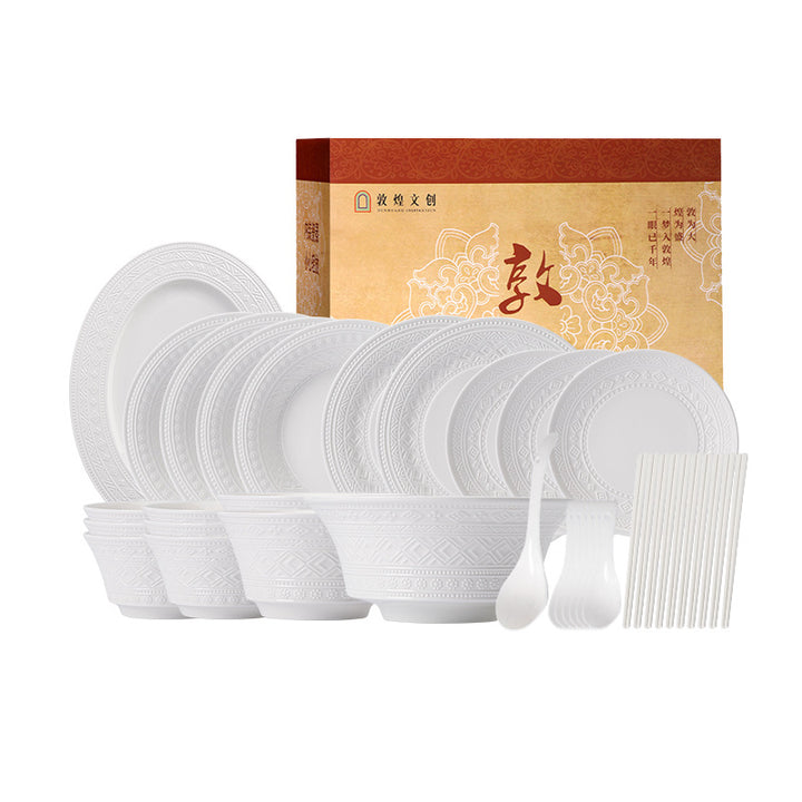Ceramic Tableware Bowl & Plate Set Bowl & Plate Chopsticks Underglaze Home Housewarming Gift