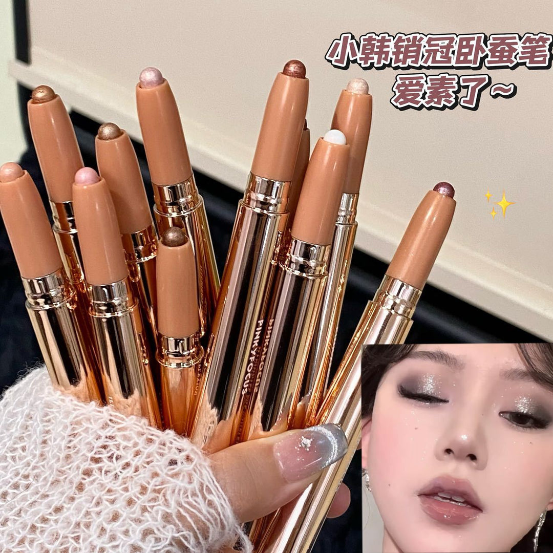 PINKYFOCUS睛彩微闪立体卧蚕笔哑珠光爆闪高光提亮一抹成妆眼影棒