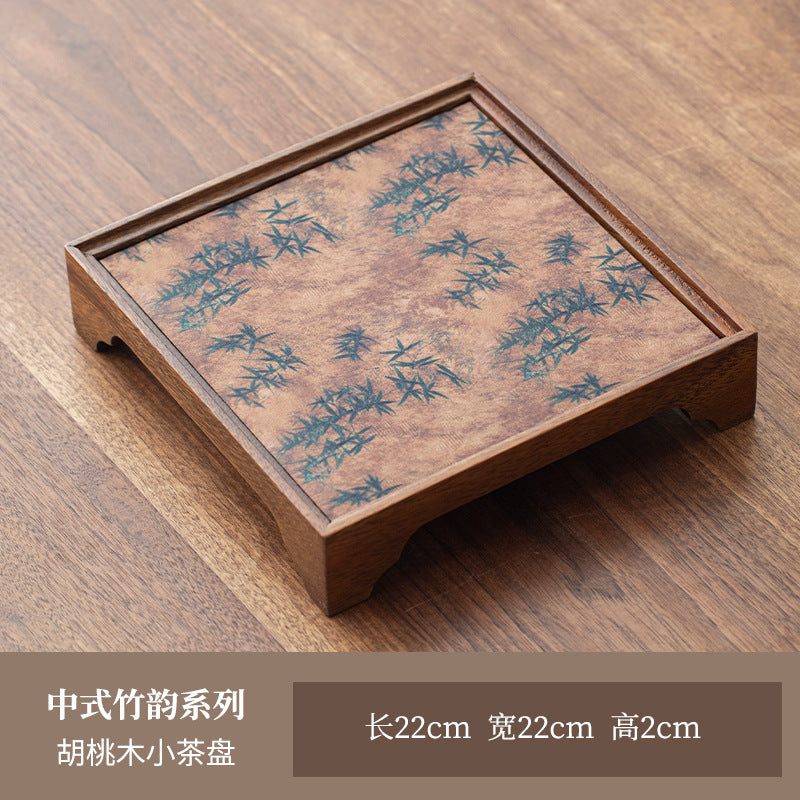禾事北美胡桃木茶盘干泡台高档实木壶承带防水茶席茶垫复古茶盘
