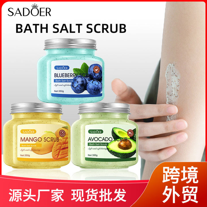 全英文SADOER水果浴盐磨砂膏去角质清洁毛孔身体护理跨境批发外贸