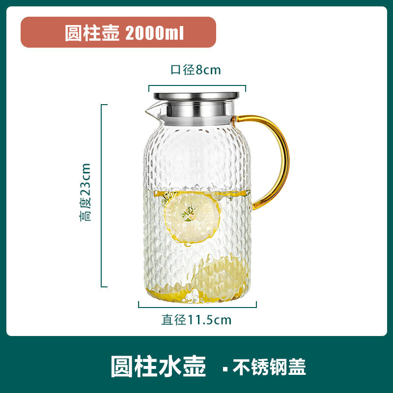 冷水壶玻璃耐高温家用大容量水壶白开水壶冰箱装水扎壶茶壶套装