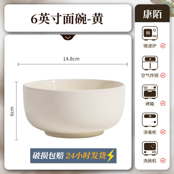 KANGMO Cream Style Ceramic Rice Bowl Set New - Noodle Bowls & Plates Set
