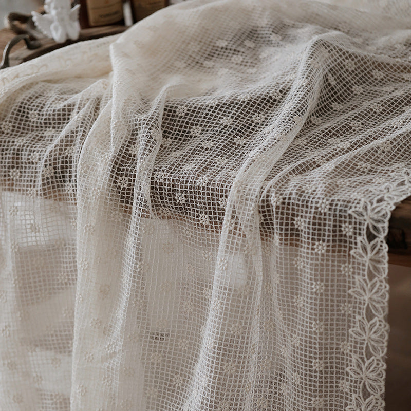 蕾丝面料厂家直销网布花边满幅lace Fabric for wedding dresses