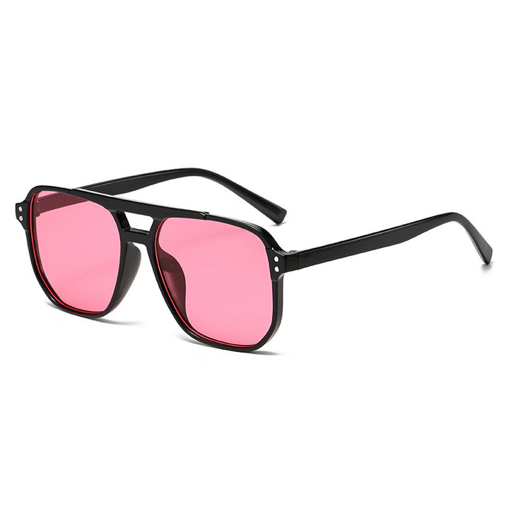 Vintage Double-Beam Sunglasses – Trendy Large Frame Ocean Lens Shades