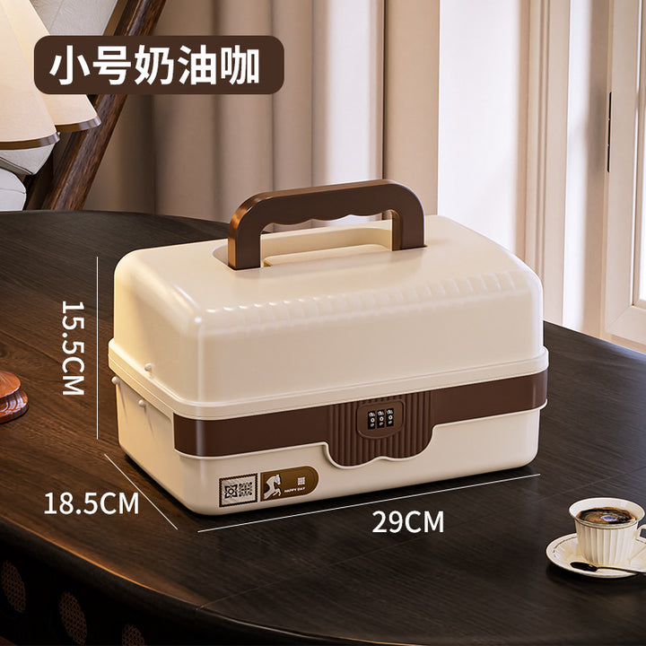 带锁收纳箱家用密码箱贵重物储物箱车载手提隐私文件证件收纳盒