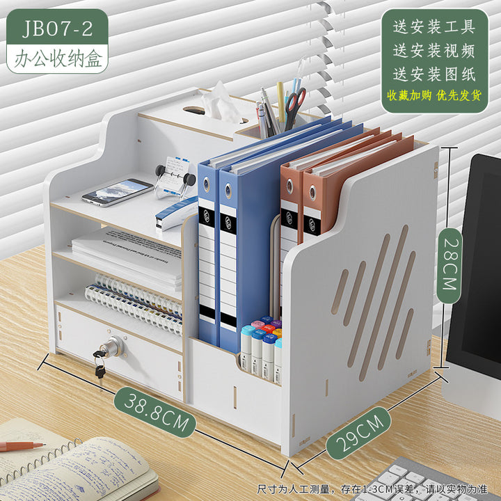 Multi-Layer Desktop Drawer Storage Box with Lock – Office Desk Organizer