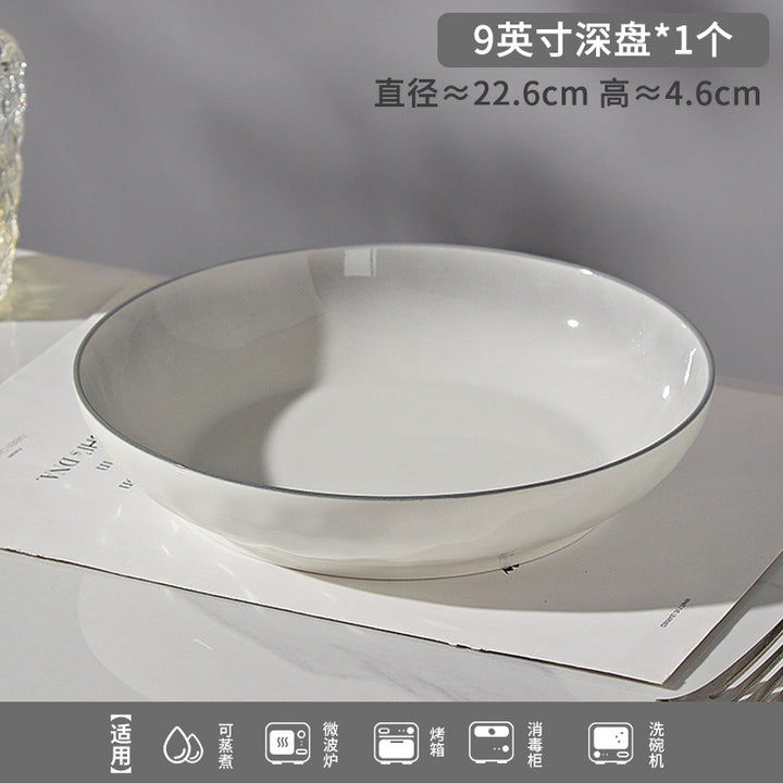 釉下彩新款石纹浅灰高级感陶瓷碗碟套装简约家用饭碗盘子勺子