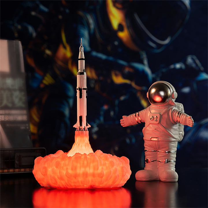 temu爆款3D打印火龙灯火箭灯创意装饰摆件台灯儿童礼品led小夜灯