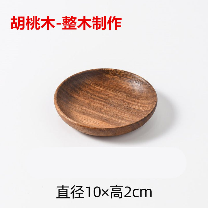 跨境胡桃木日式木托盘定制家用实木糕茶点小圆形盘茶盘餐具盘批发