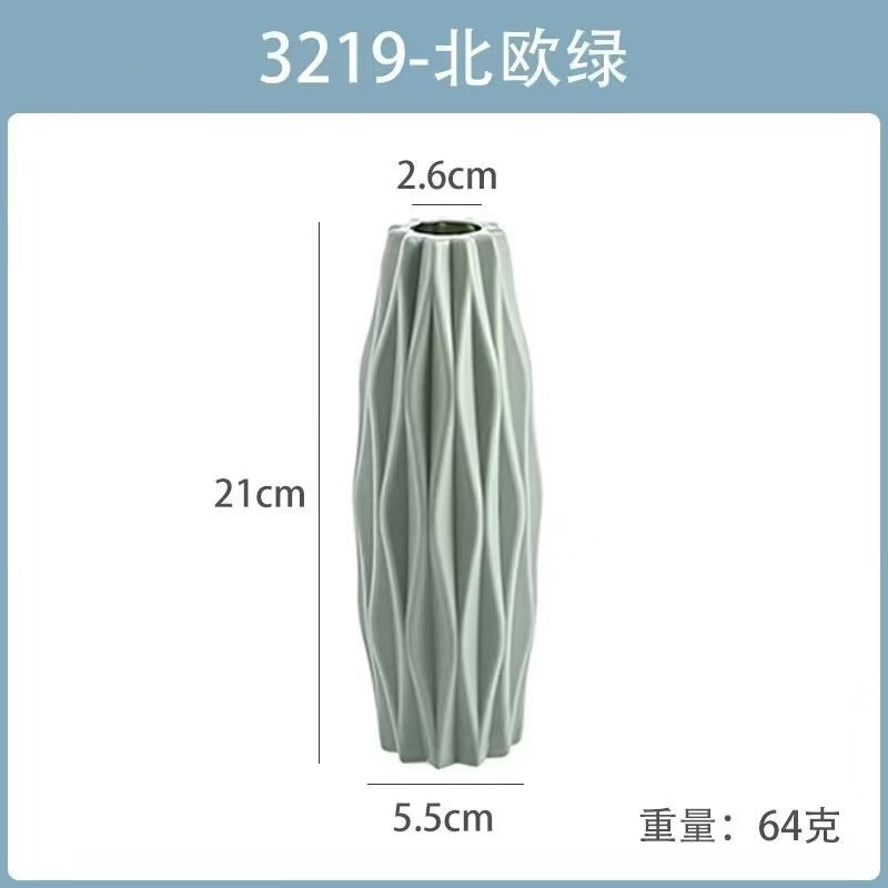 创意北欧风塑料花瓶简约防摔仿陶瓷花瓶家居装饰摆件干花花瓶批发