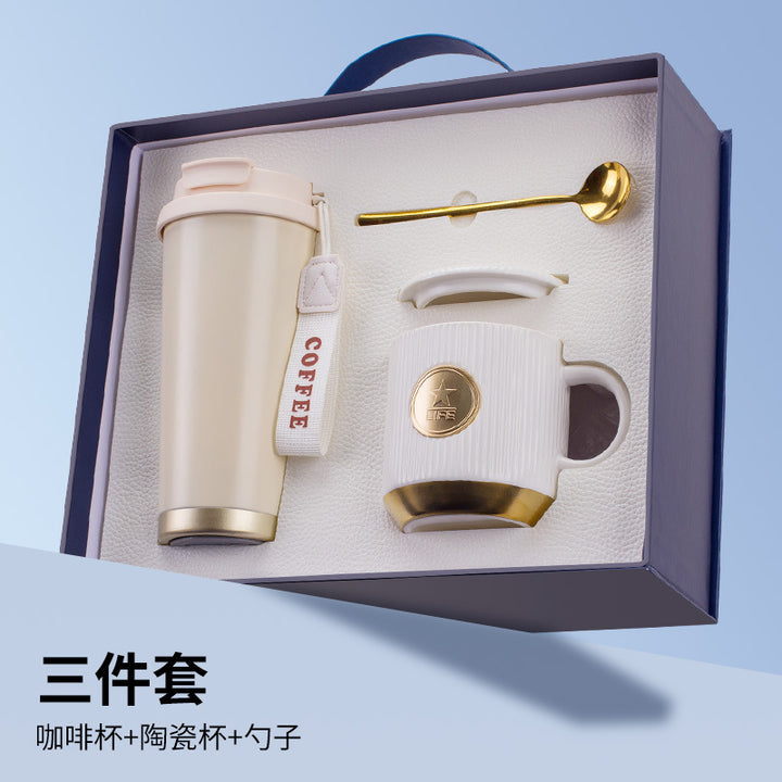 商务礼品套装轻奢风铜牌马克杯伴手礼定制logo公司礼品实用送客户