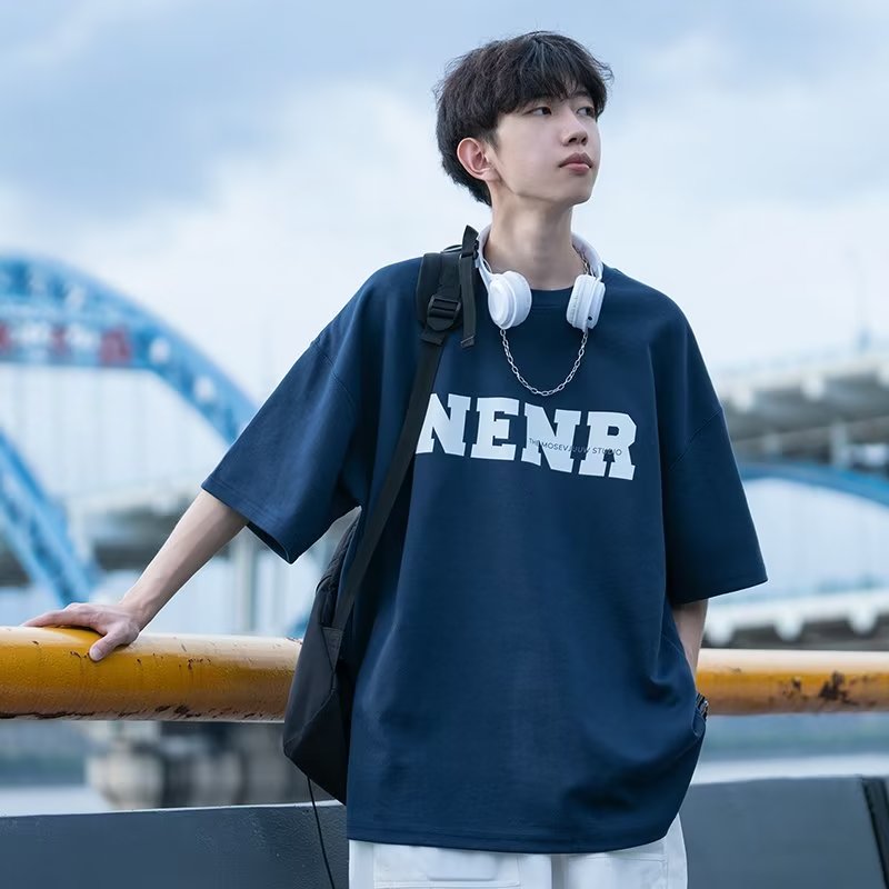 日系cityboy棉质短袖t恤男夏季ins潮牌港风宽松百搭五分半袖上衣